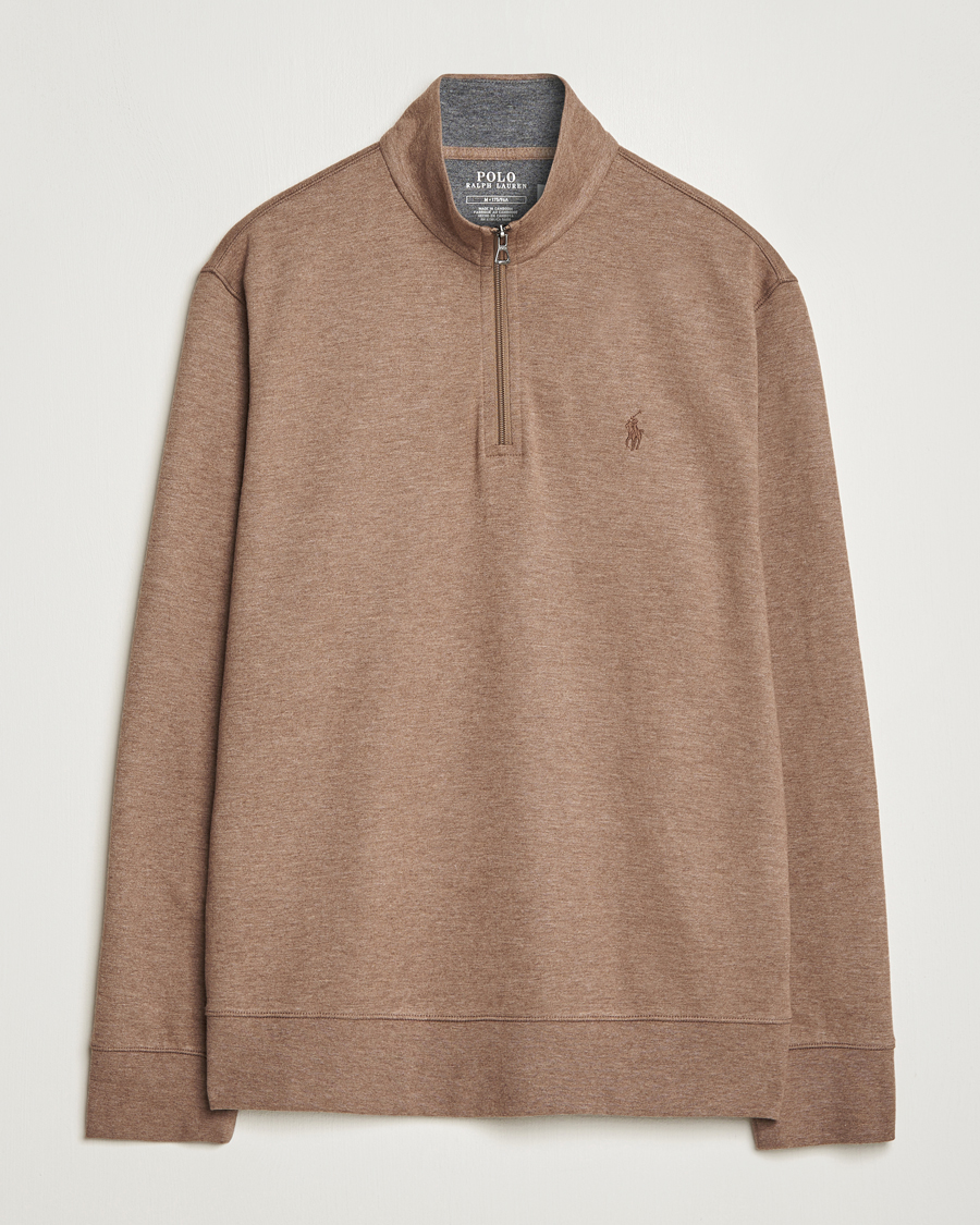 Herr | Tröjor | Polo Ralph Lauren | Tech Double Knit Half Zip Brown Heather