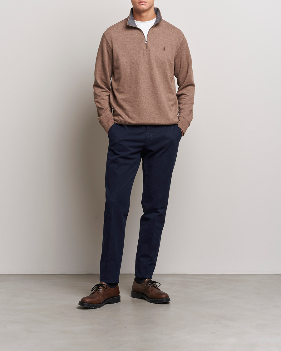 Herr | Tröjor | Polo Ralph Lauren | Tech Double Knit Half Zip Brown Heather