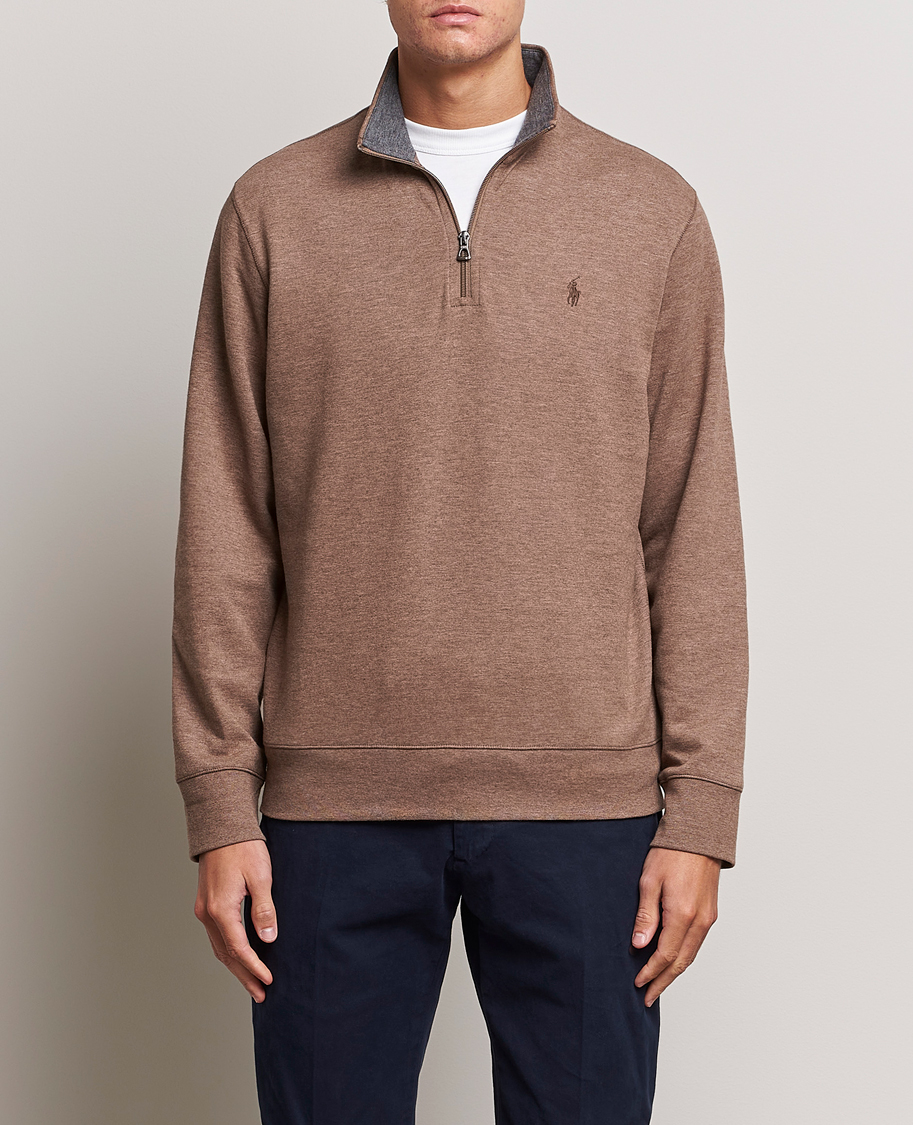 Herr | Tröjor | Polo Ralph Lauren | Tech Double Knit Half Zip Brown Heather