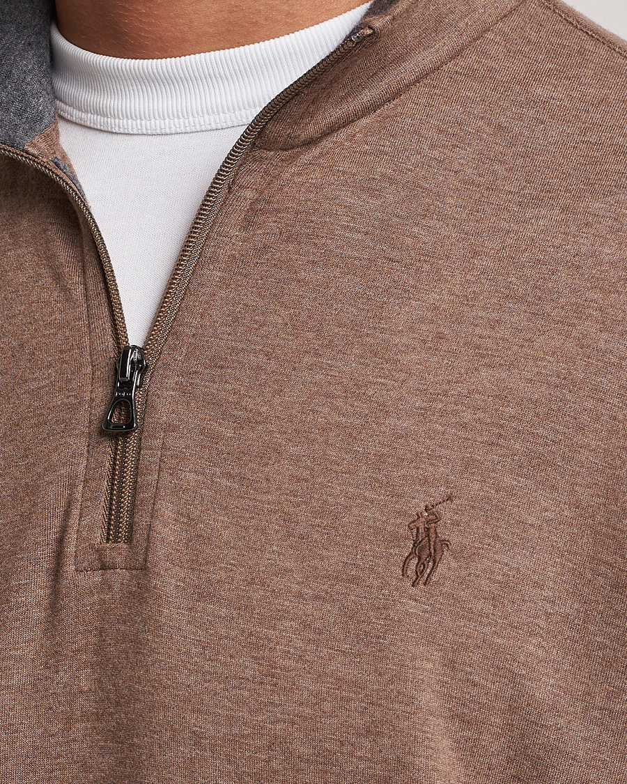 Herr | Tröjor | Polo Ralph Lauren | Tech Double Knit Half Zip Brown Heather