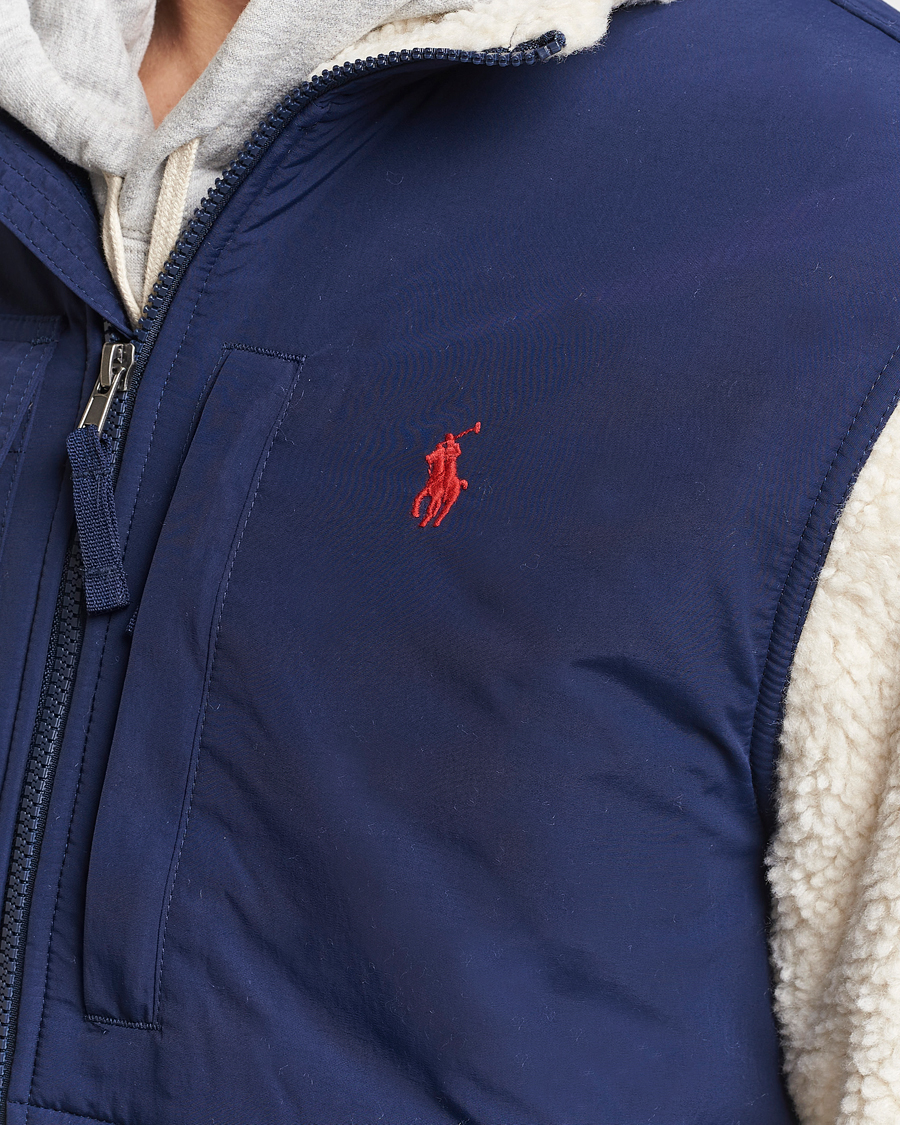 Herr | Tröjor | Polo Ralph Lauren | Bonded Sherpa Full Zip Sweater Cream/Newport Navy