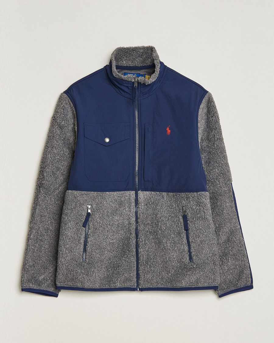 Herr | Tröjor | Polo Ralph Lauren | Bonded Sherpa Full Zip Sweater Grey/Newport Navy