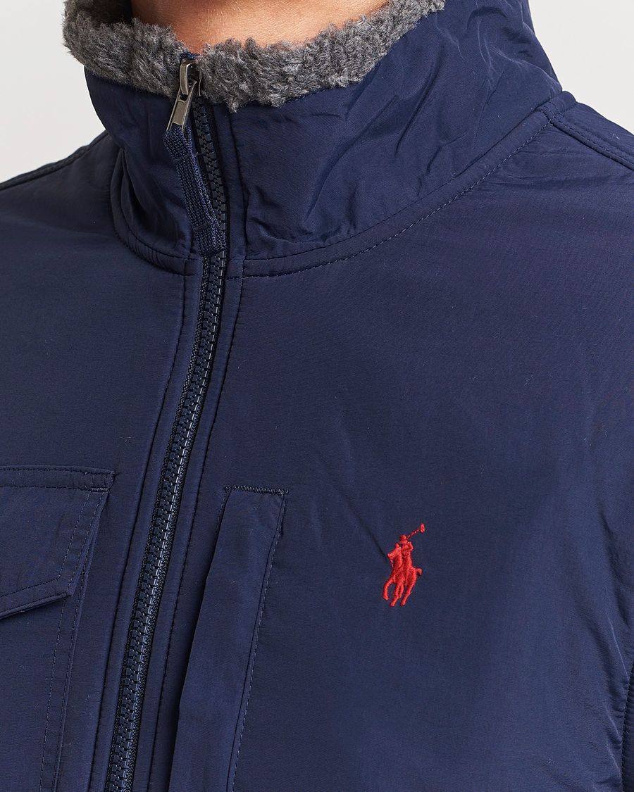 Herr | Tröjor | Polo Ralph Lauren | Bonded Sherpa Full Zip Sweater Grey/Newport Navy