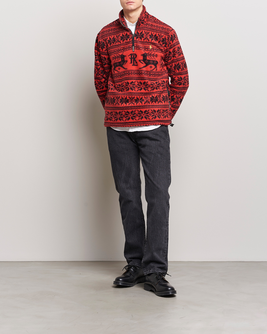 Herr | Tröjor | Polo Ralph Lauren | Fairisle Half Zip Sweater Martin Red