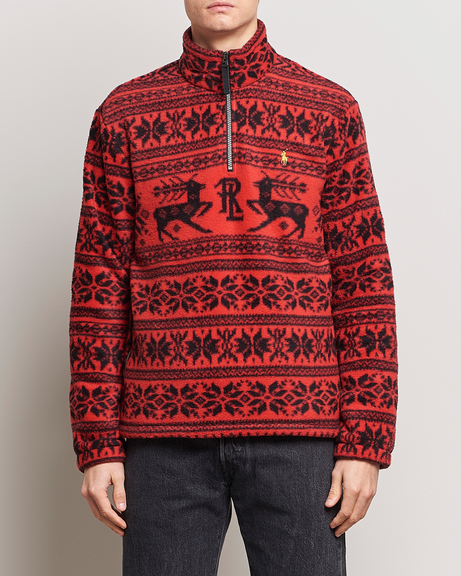 Herr | Tröjor | Polo Ralph Lauren | Fairisle Half Zip Sweater Martin Red