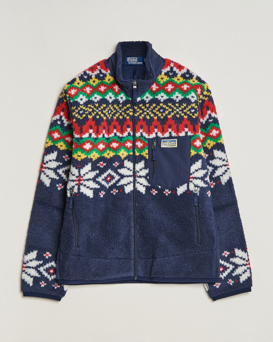 Herr | Tröjor | Polo Ralph Lauren | Bonded Hi-Pile Snowflake Fairisle Full Zip Navy
