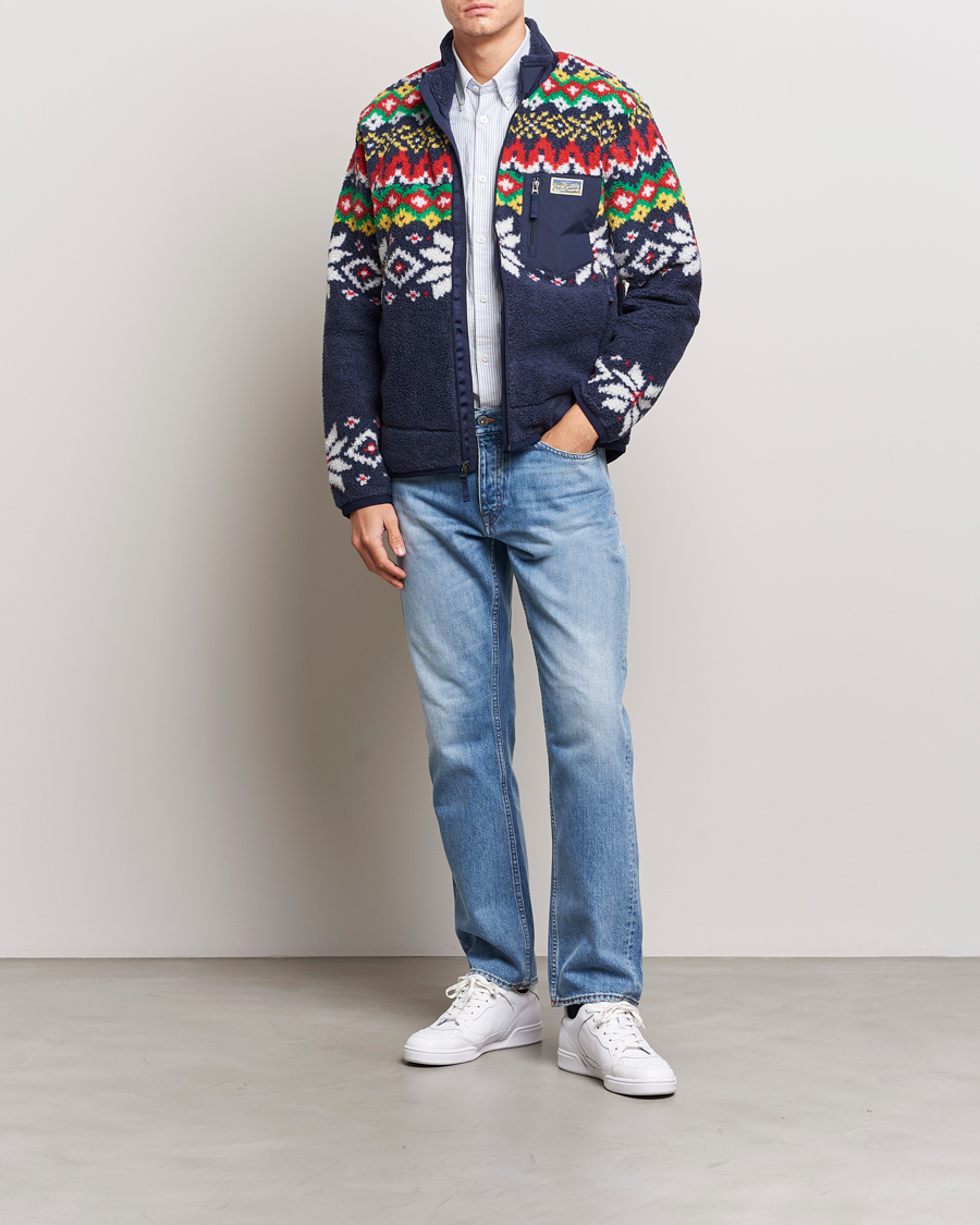 Herr | Tröjor | Polo Ralph Lauren | Bonded Hi-Pile Snowflake Fairisle Full Zip Navy