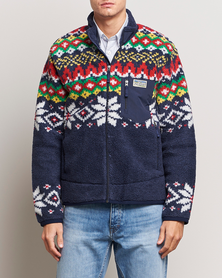 Herr | Tröjor | Polo Ralph Lauren | Bonded Hi-Pile Snowflake Fairisle Full Zip Navy