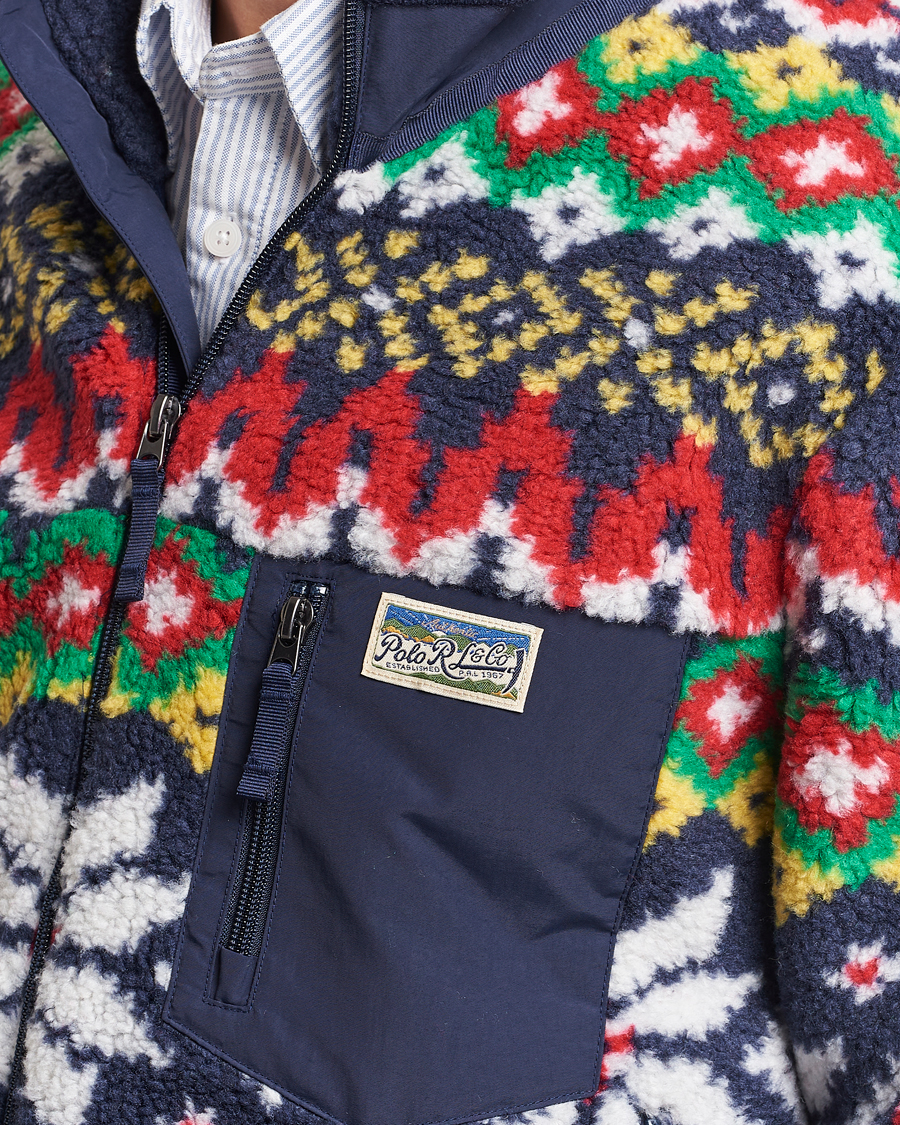 Herr | Tröjor | Polo Ralph Lauren | Bonded Hi-Pile Snowflake Fairisle Full Zip Navy