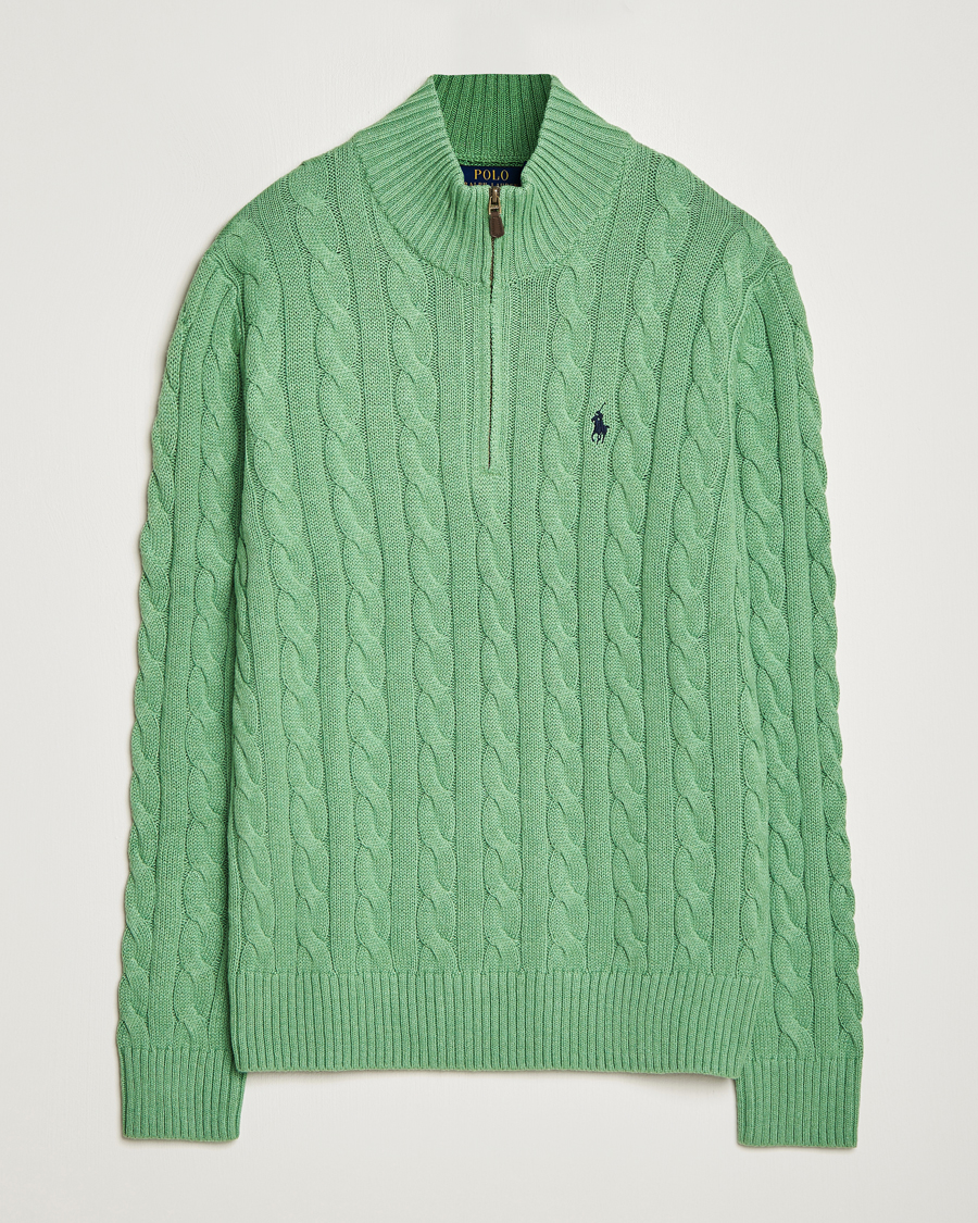 Herr | Tröjor | Polo Ralph Lauren | Cotton Cable Half Zip Sweater Field Green Heather