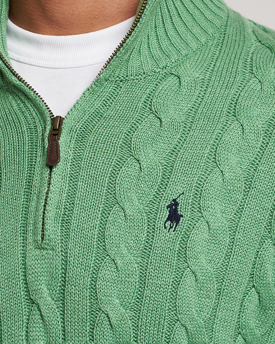 Herr | Tröjor | Polo Ralph Lauren | Cotton Cable Half Zip Sweater Field Green Heather