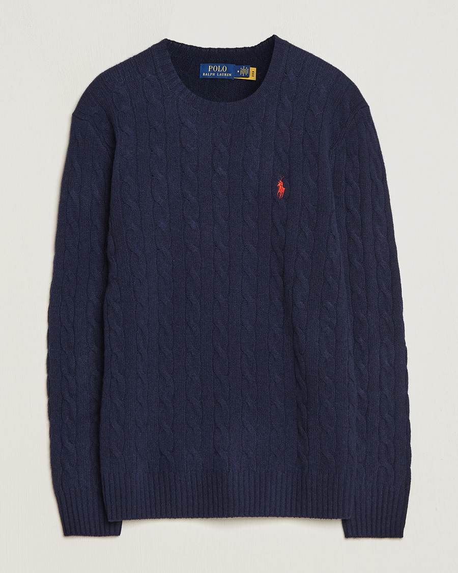 Herr |  | Polo Ralph Lauren | Wool/Cashmere Cable Crew Neck Pullover Hunter Navy