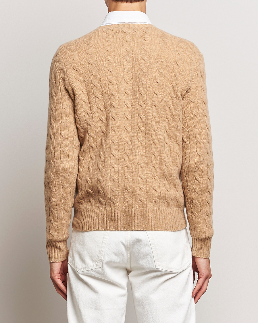 Herr | Tröjor | Polo Ralph Lauren | Wool/Cashmere Cable Crew Neck Camel Melange