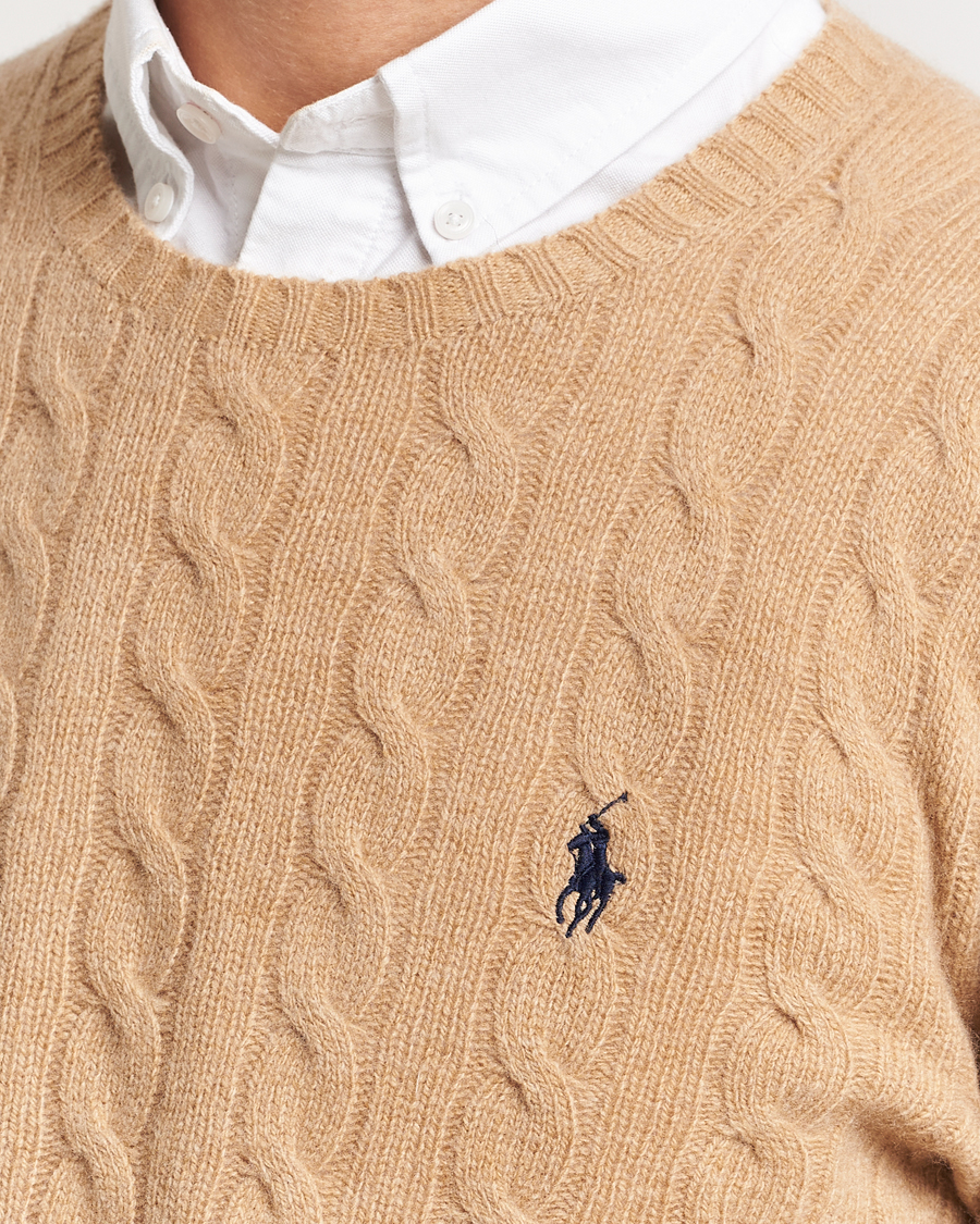 Herr | Tröjor | Polo Ralph Lauren | Wool/Cashmere Cable Crew Neck Camel Melange