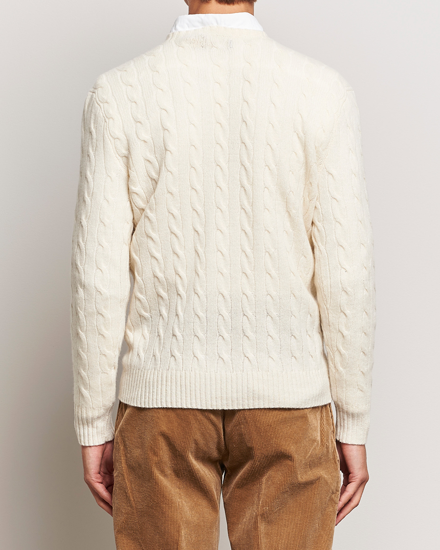 Herr | Tröjor | Polo Ralph Lauren | Wool/Cashmere Cable Crew Neck Andover Cream