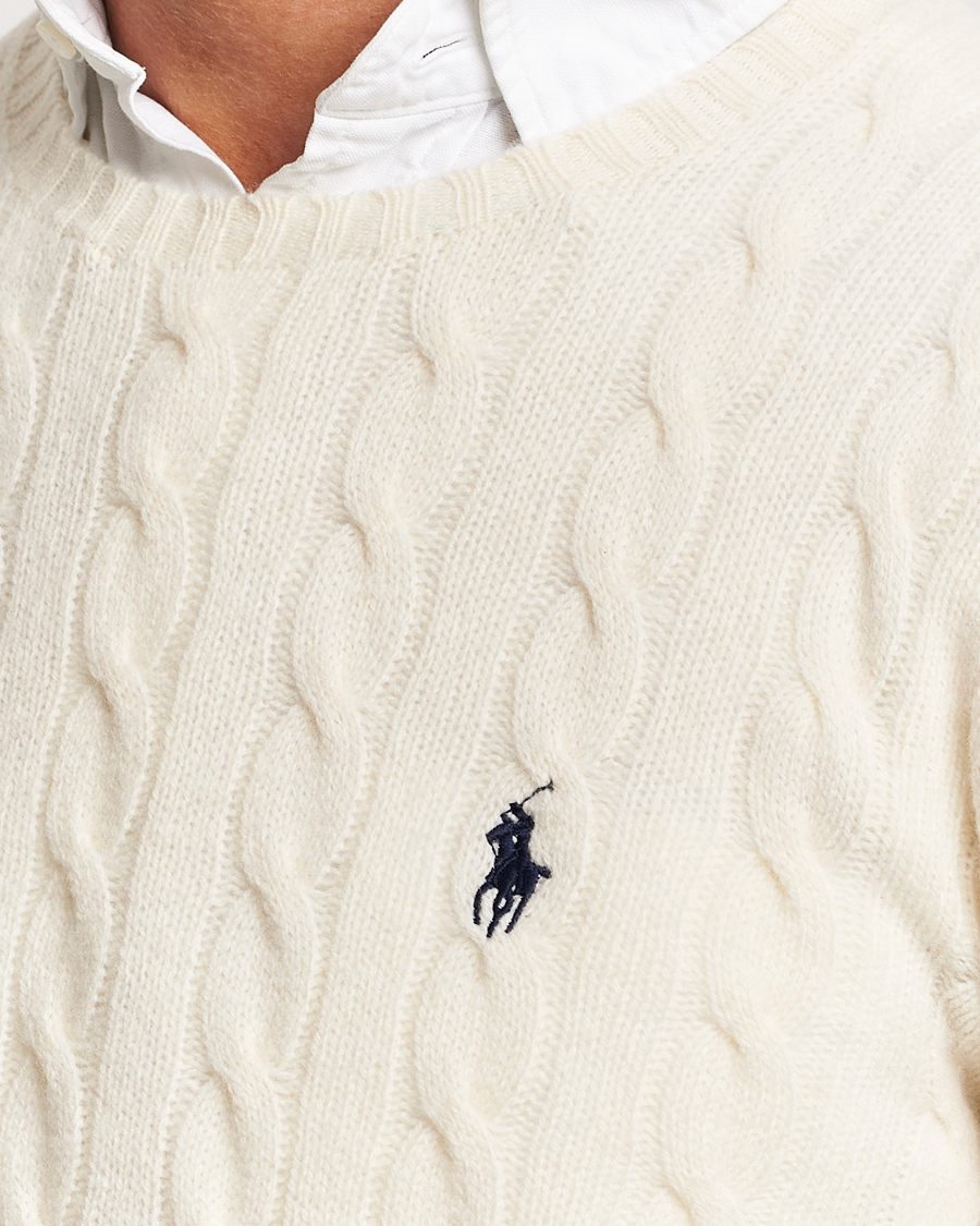 Herr | Tröjor | Polo Ralph Lauren | Wool/Cashmere Cable Crew Neck Andover Cream