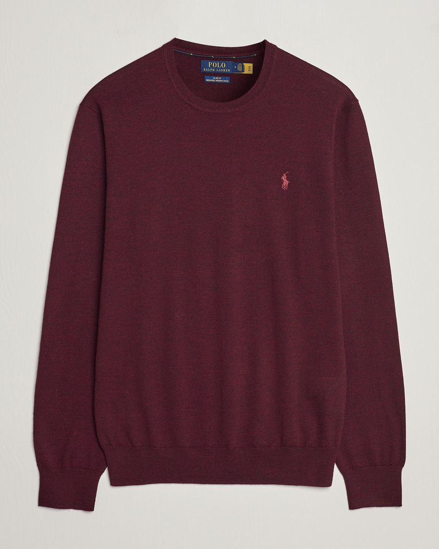 Herr | Tröjor | Polo Ralph Lauren | Merino Crew Neck Pullover Aged Wine Heather
