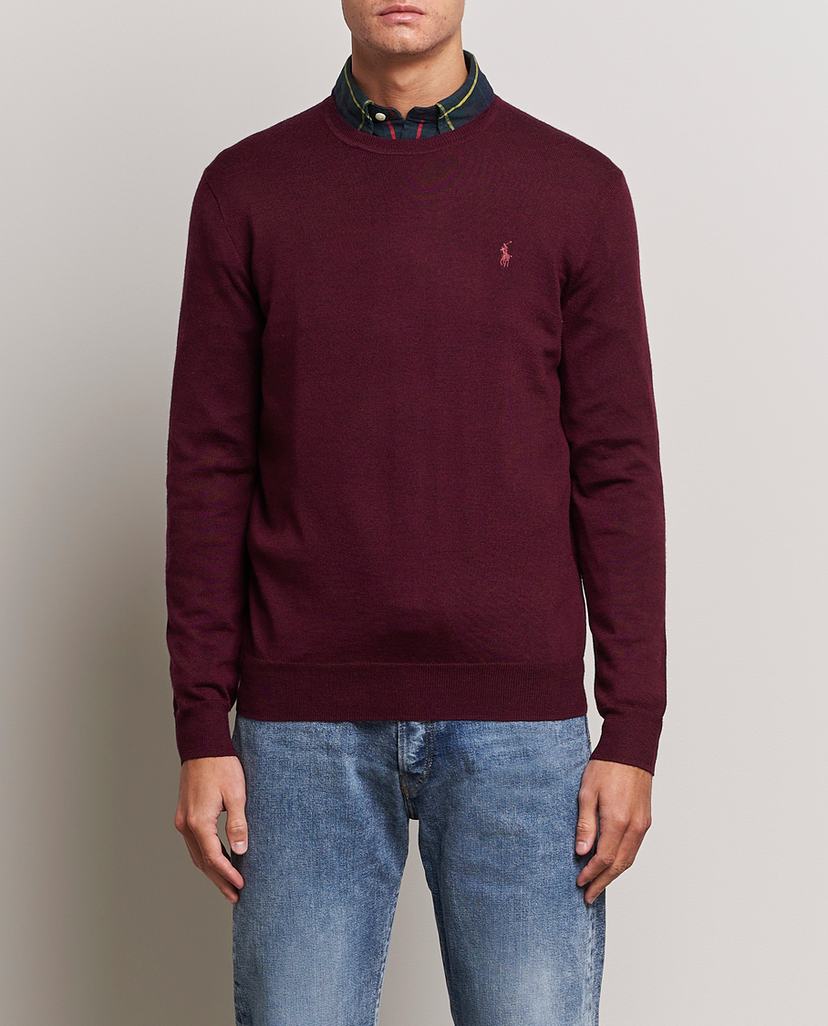 Herr | Tröjor | Polo Ralph Lauren | Merino Crew Neck Pullover Aged Wine Heather
