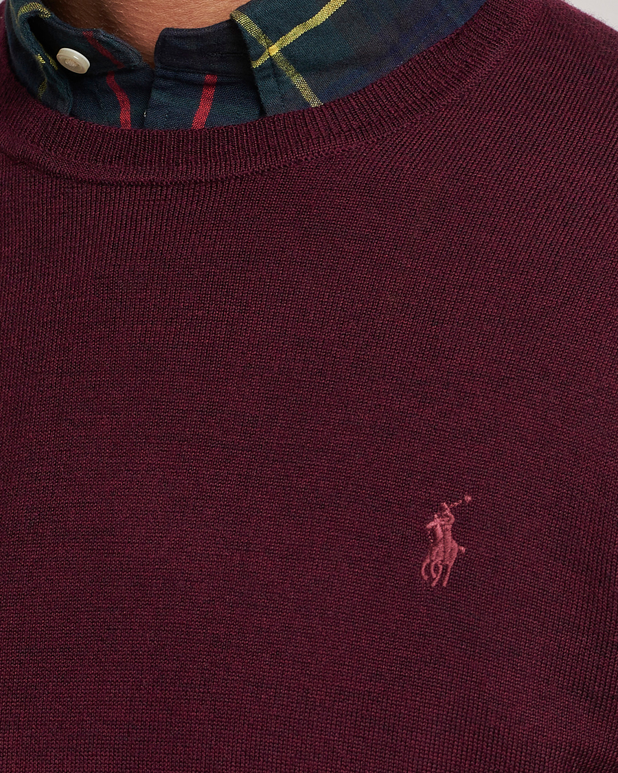 Herr | Tröjor | Polo Ralph Lauren | Merino Crew Neck Pullover Aged Wine Heather