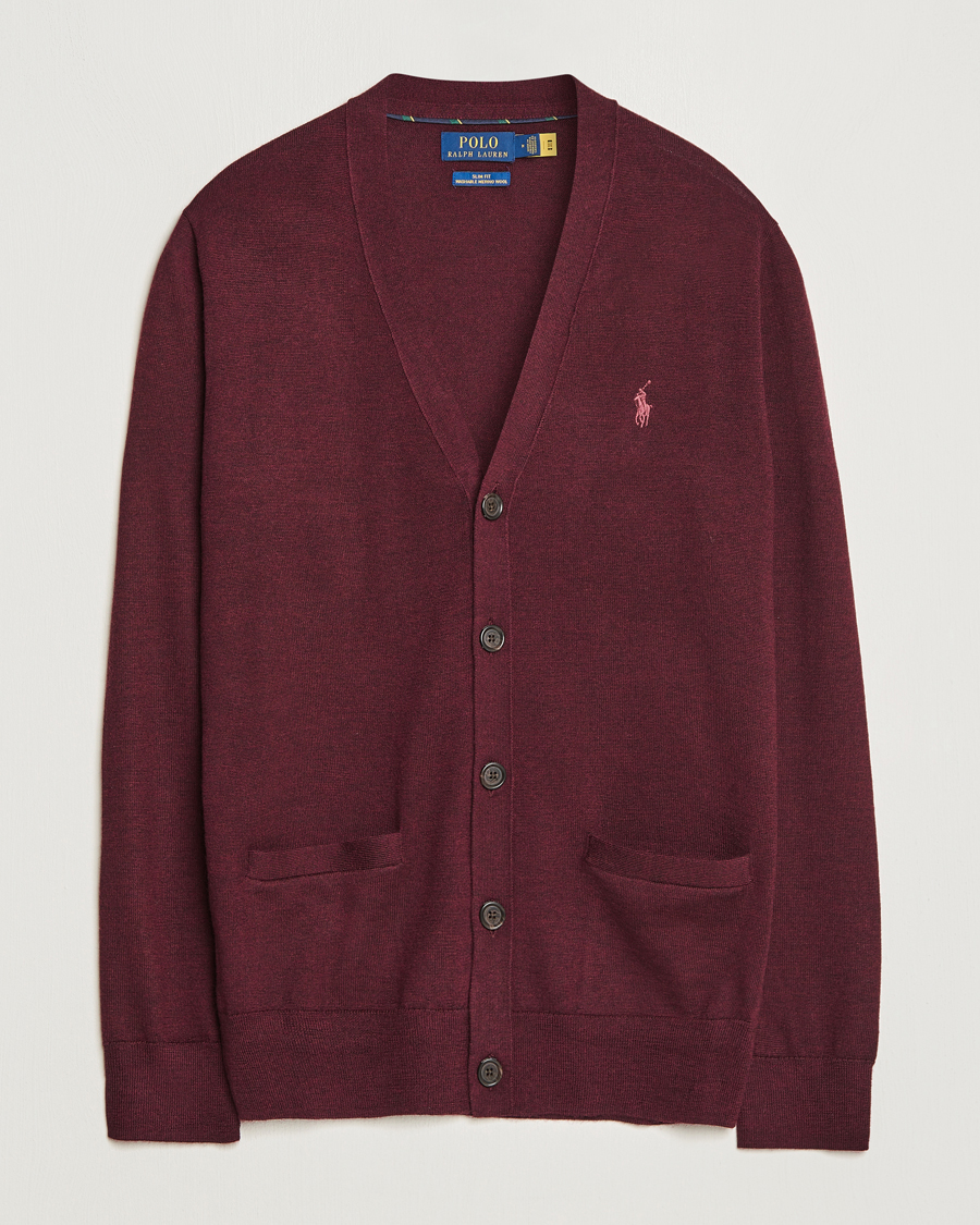 Herr | Tröjor | Polo Ralph Lauren | Merino Knitted Cardigan Aged Wine Heather