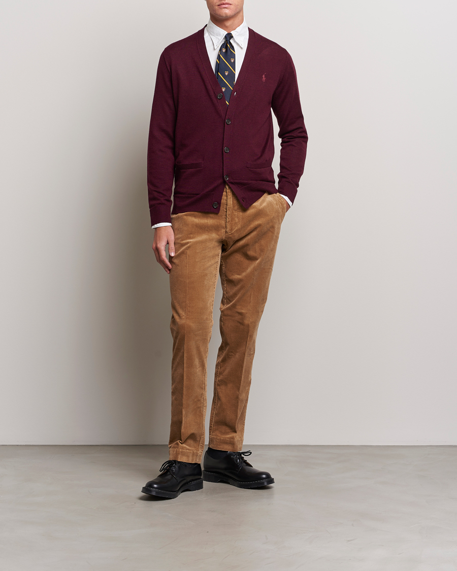 Herr | Tröjor | Polo Ralph Lauren | Merino Knitted Cardigan Aged Wine Heather