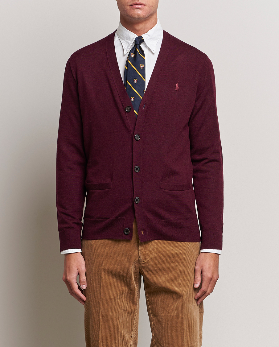 Herr | Tröjor | Polo Ralph Lauren | Merino Knitted Cardigan Aged Wine Heather