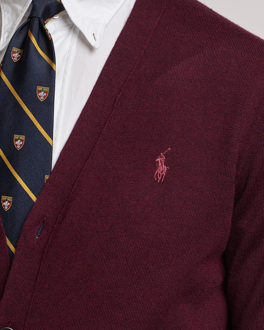 Herr | Tröjor | Polo Ralph Lauren | Merino Knitted Cardigan Aged Wine Heather