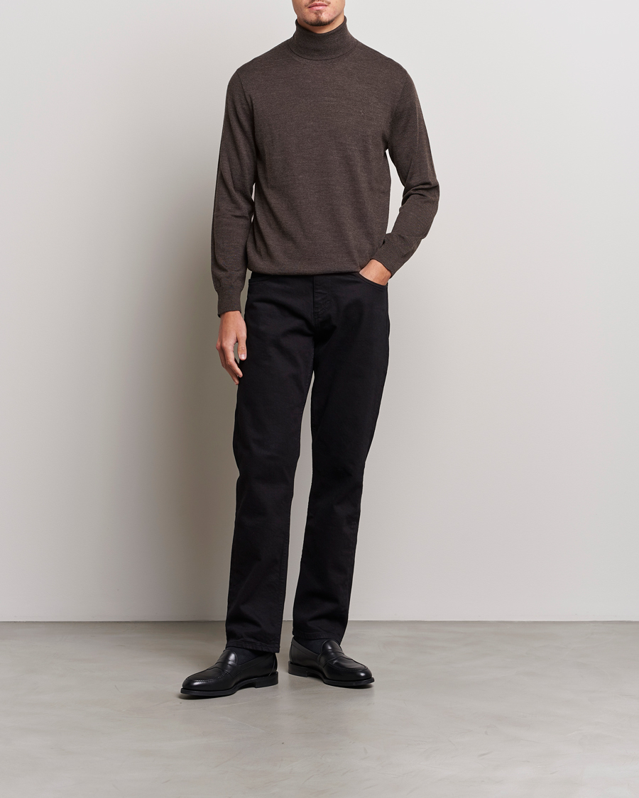 Herr | Tröjor | Polo Ralph Lauren | Merino Knitted Rollneck Brown Heather