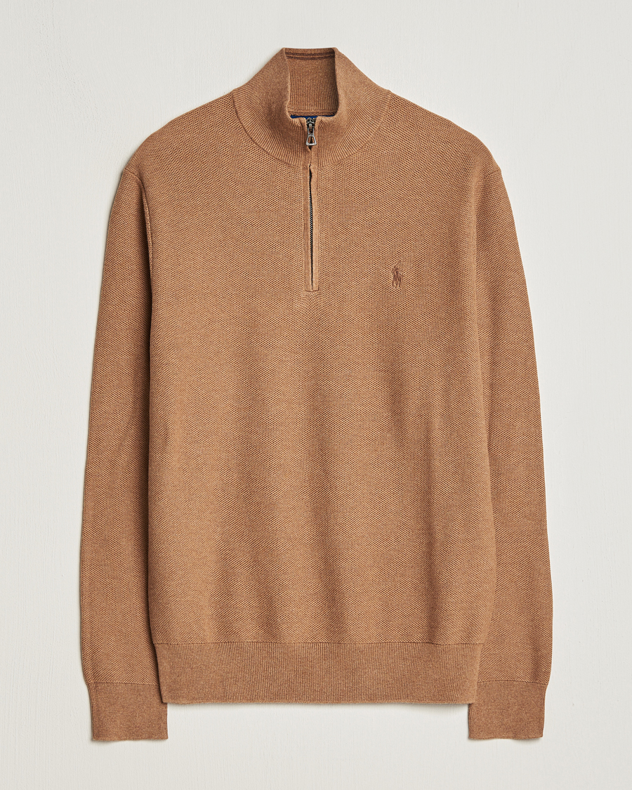 Herr | Tröjor | Polo Ralph Lauren | Textured Half Zip Latte Brown Heather