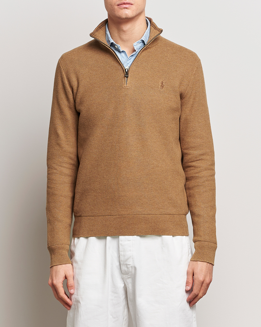 Herr | Tröjor | Polo Ralph Lauren | Textured Half Zip Latte Brown Heather
