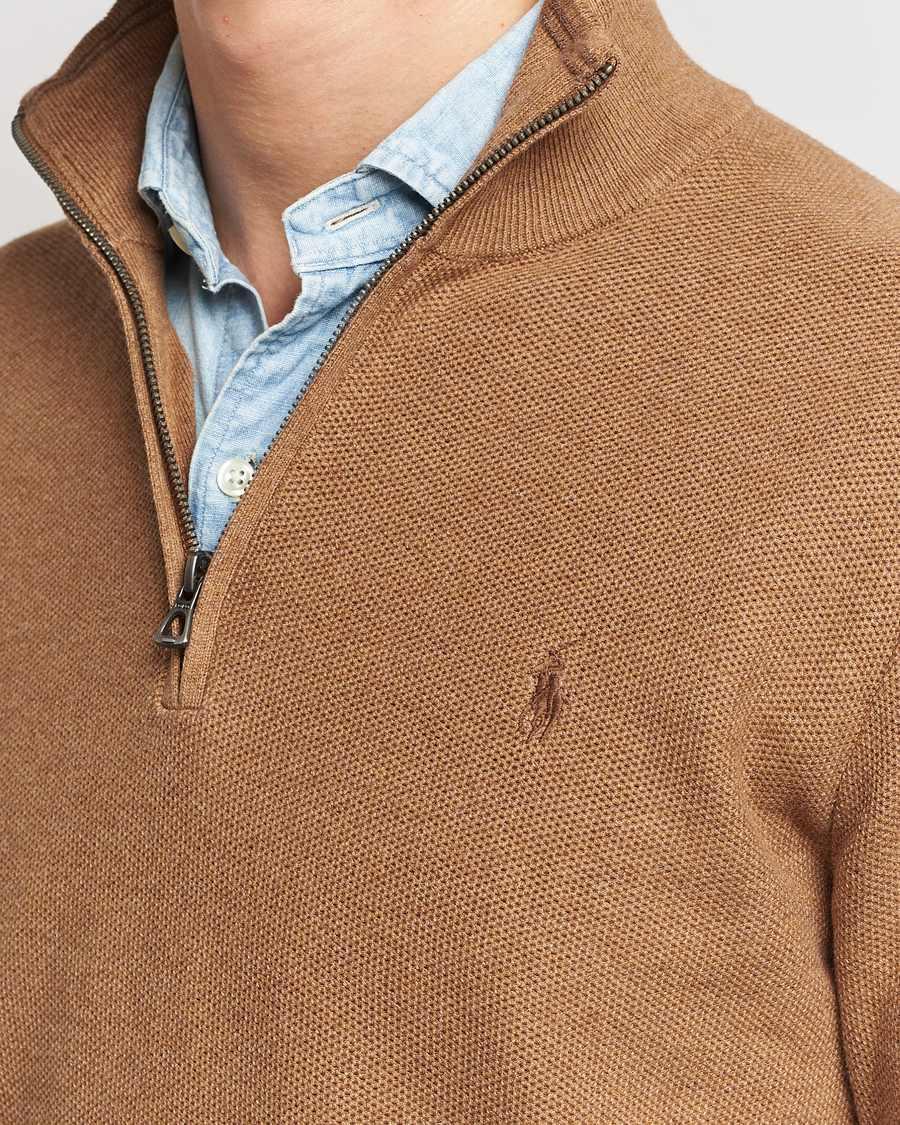 Herr | Tröjor | Polo Ralph Lauren | Textured Half Zip Latte Brown Heather