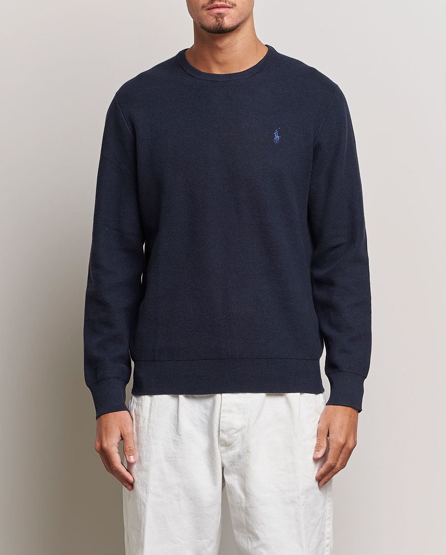 Herr | Tröjor | Polo Ralph Lauren | Textured Cotton Crew Neck Sweater Navy Heather 