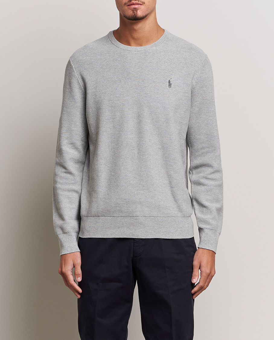 Herr | Stickade tröjor | Polo Ralph Lauren | Textured Crew Neck Sweater Andover Heather