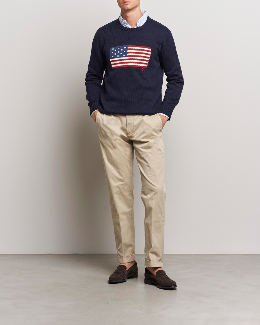Herr | Tröjor | Polo Ralph Lauren | Cotton Knitted Flag Sweater Hunter Navy