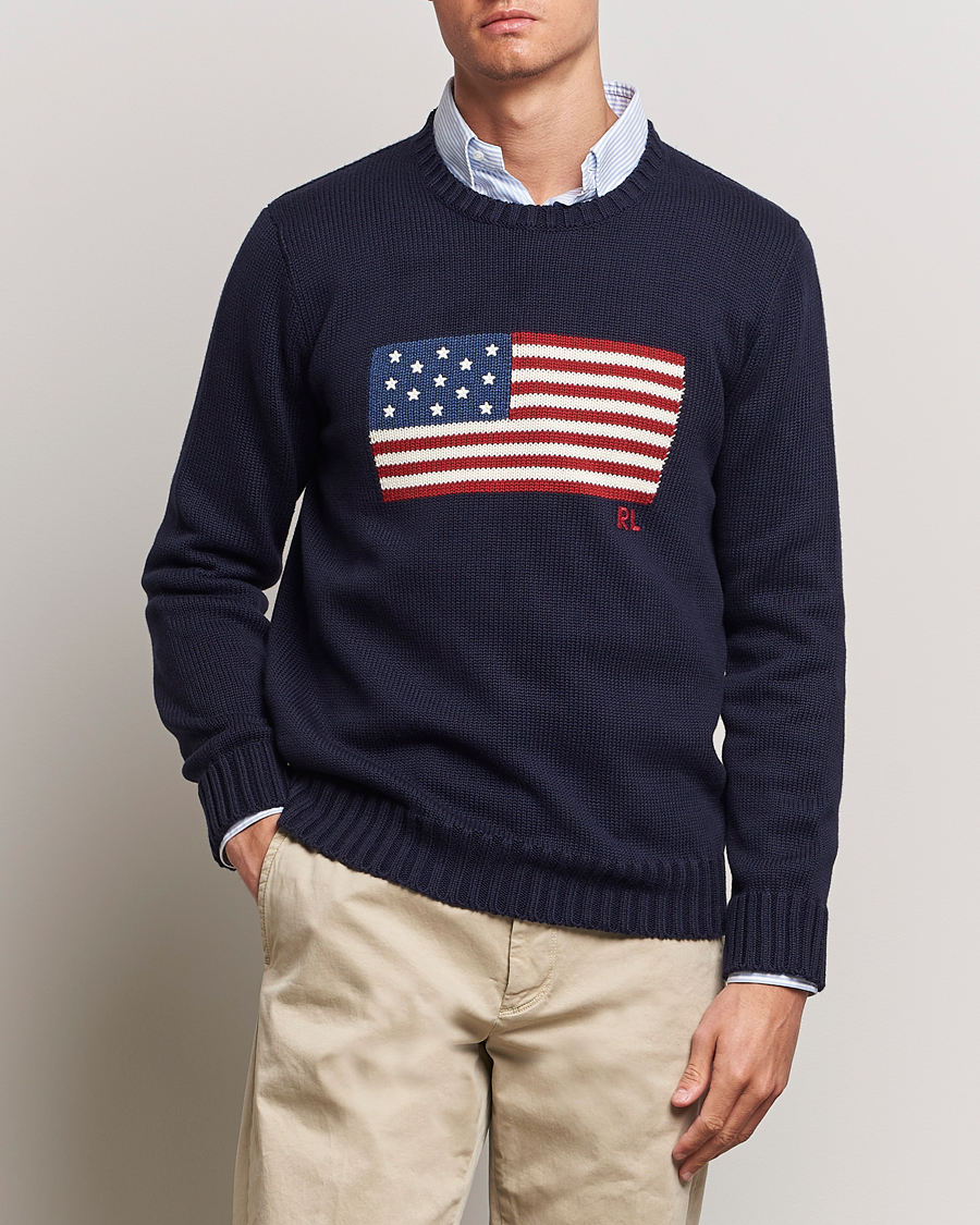 Herr | Only Polo | Polo Ralph Lauren | Cotton Knitted Flag Sweater Hunter Navy