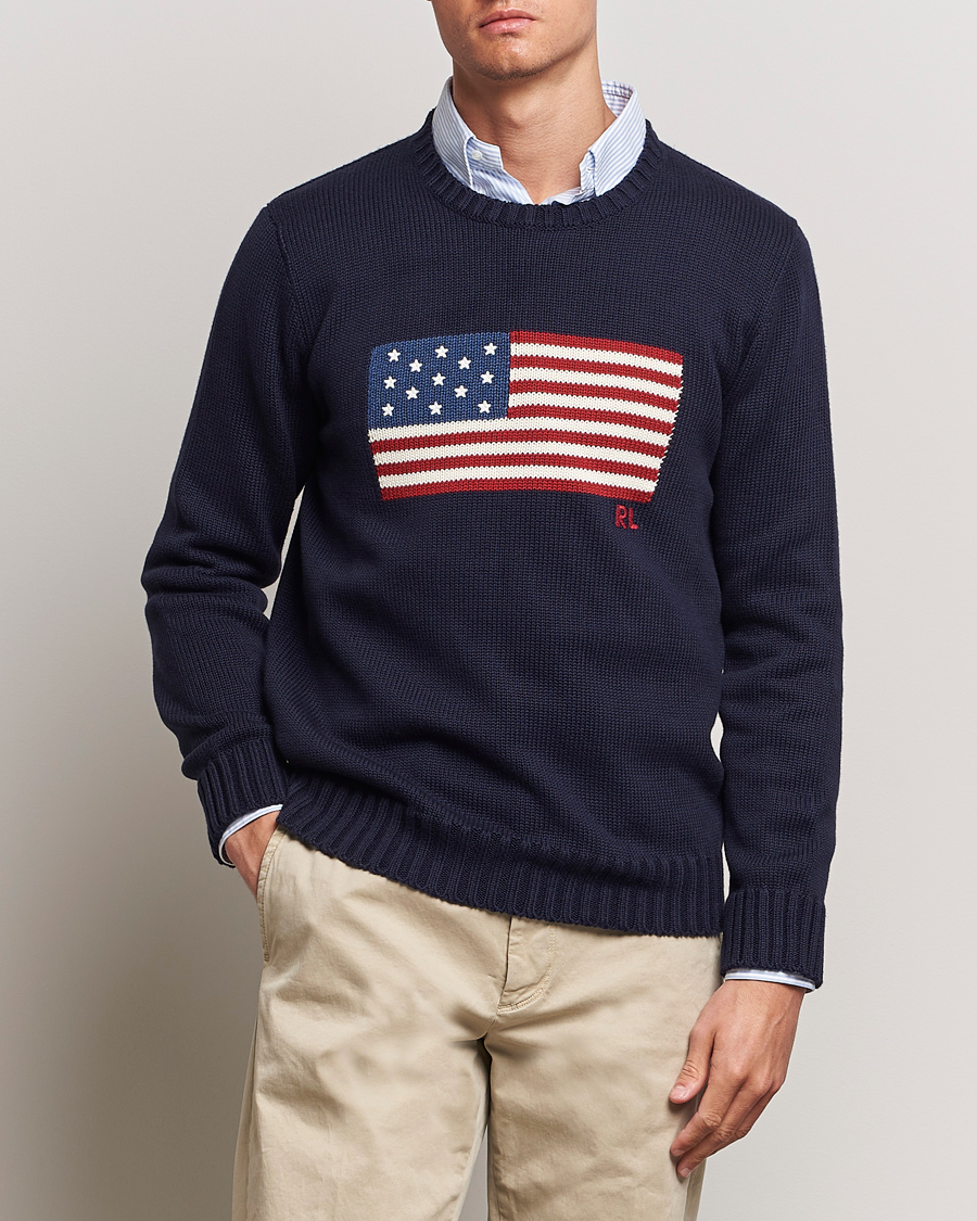 Herr | Tröjor | Polo Ralph Lauren | Cotton Knitted Flag Sweater Hunter Navy