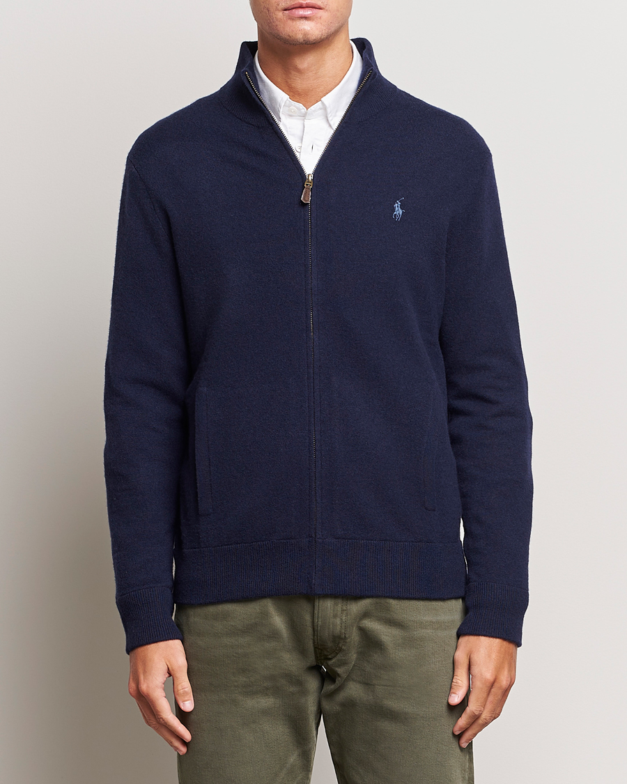 Herr | Full-zip | Polo Ralph Lauren | Merino Knitted Full Zip Sweater Hunter Navy