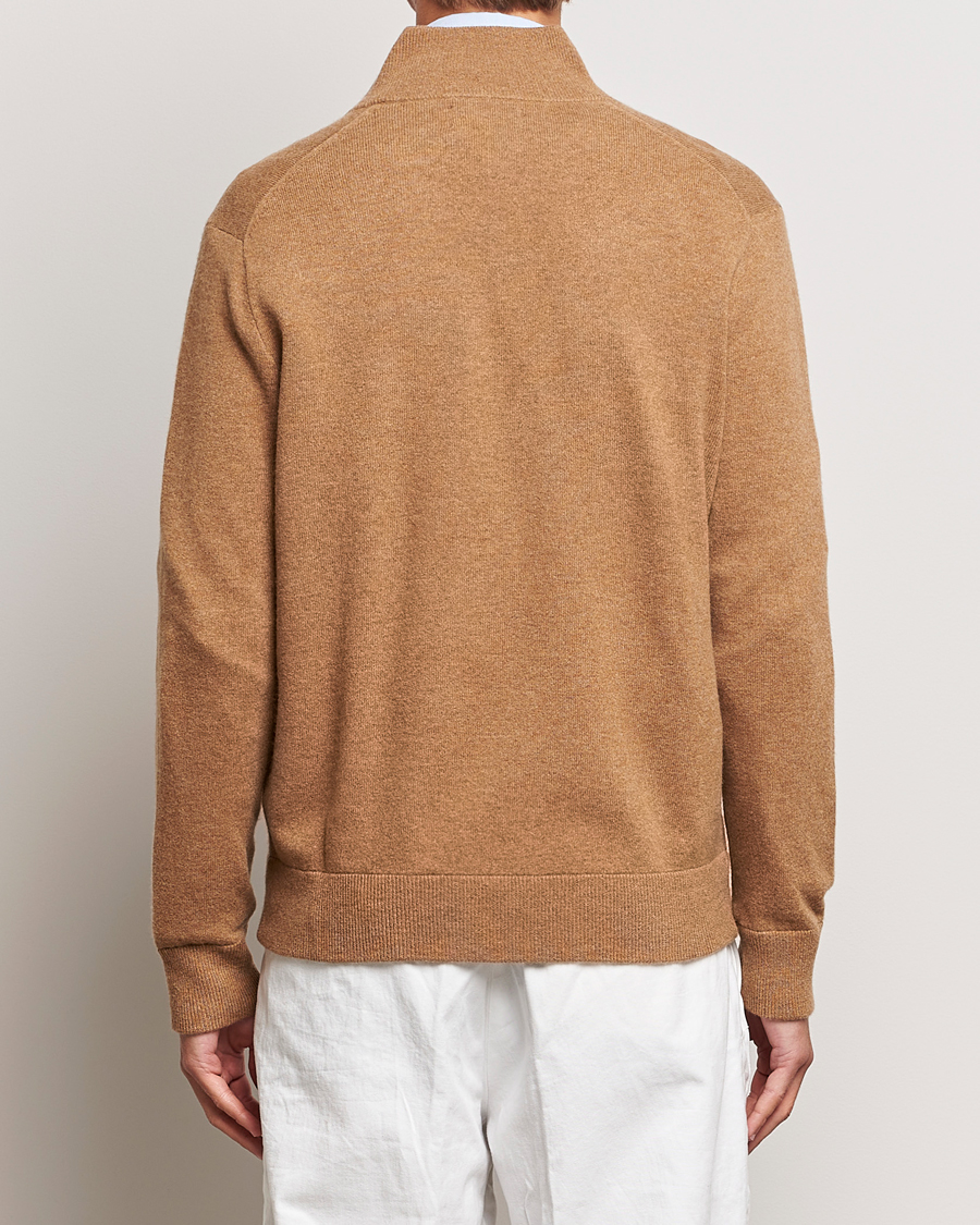 Herr | Tröjor | Polo Ralph Lauren | Merino Knitted Full Zip Sweater Latte Brown Heather