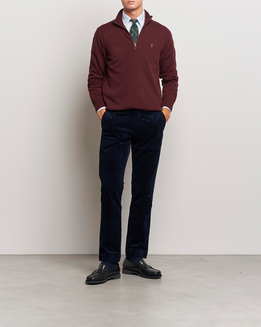 Herr | Tröjor | Polo Ralph Lauren | Merino Half-Zip Sweater Aged Wine Heather