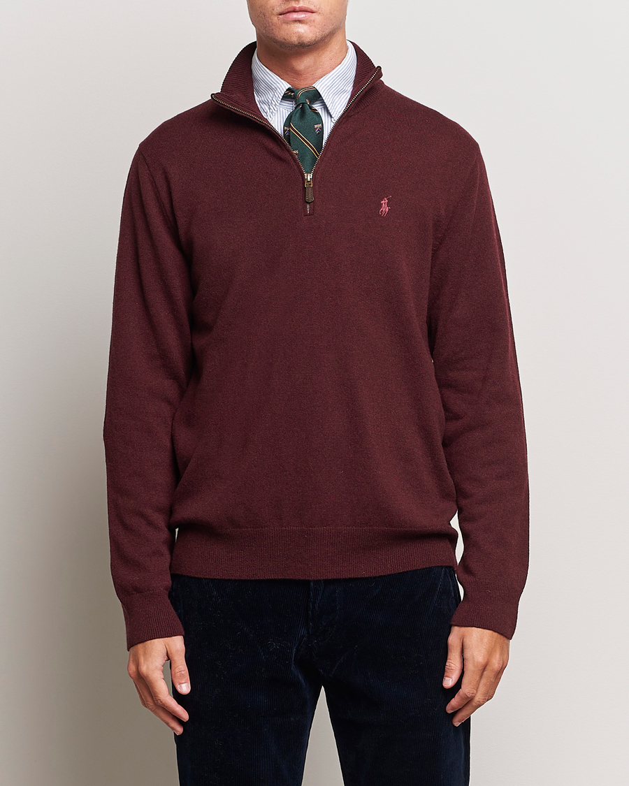 Herr |  | Polo Ralph Lauren | Merino Knitted Half Zip Sweater Aged Wine Heather