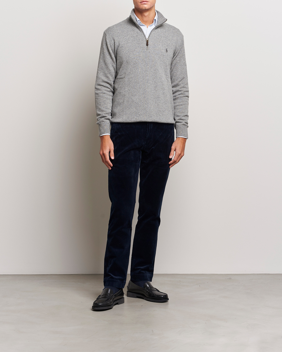 Herr | Tröjor | Polo Ralph Lauren | Merino Knitted Half Zip Sweater Fawn Grey Heather