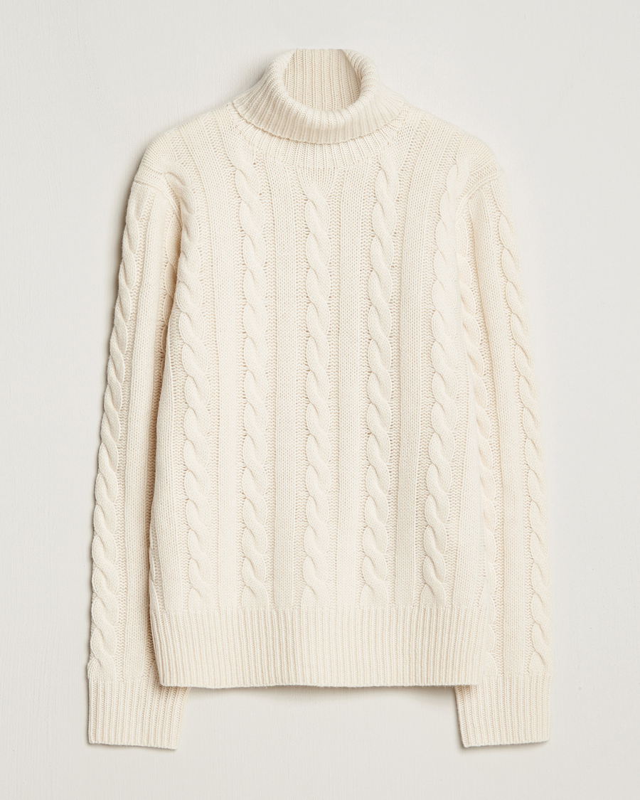 Herr | Tröjor | Polo Ralph Lauren | Wool/Cashmere Cable Rollneck Andover Cream