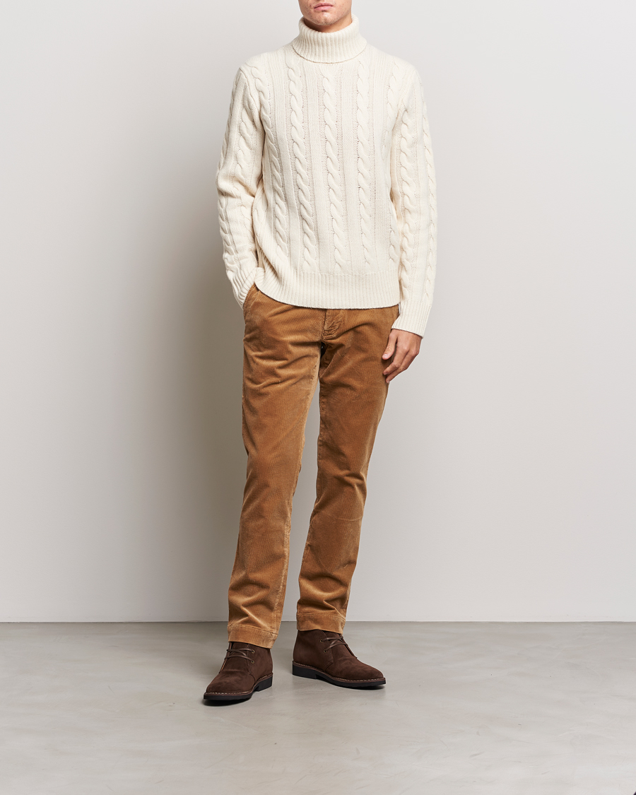 Herr | Tröjor | Polo Ralph Lauren | Wool/Cashmere Cable Rollneck Andover Cream