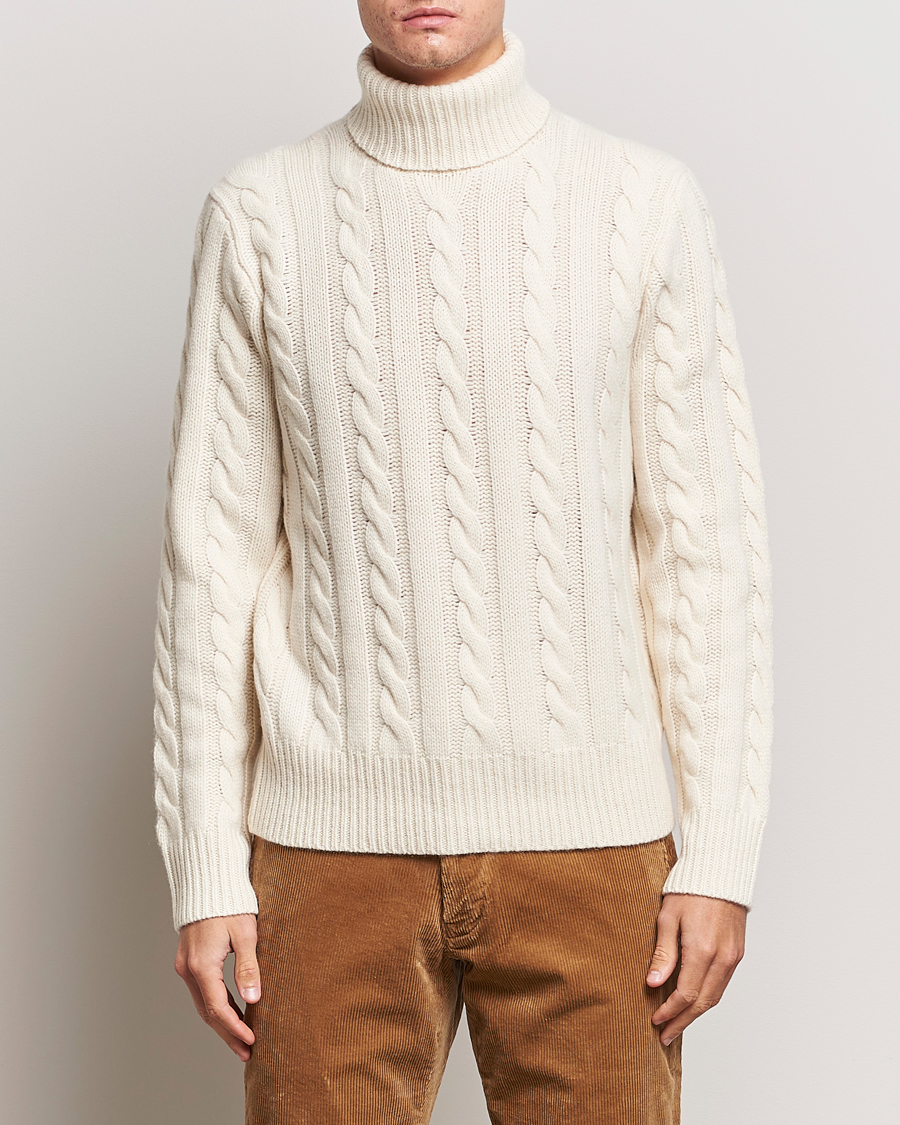 Herr | Tröjor | Polo Ralph Lauren | Wool/Cashmere Cable Rollneck Andover Cream