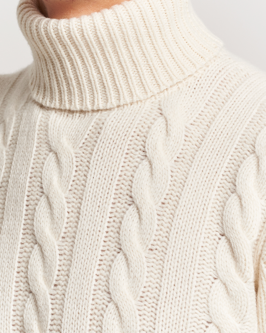 Herr | Tröjor | Polo Ralph Lauren | Wool/Cashmere Cable Rollneck Andover Cream