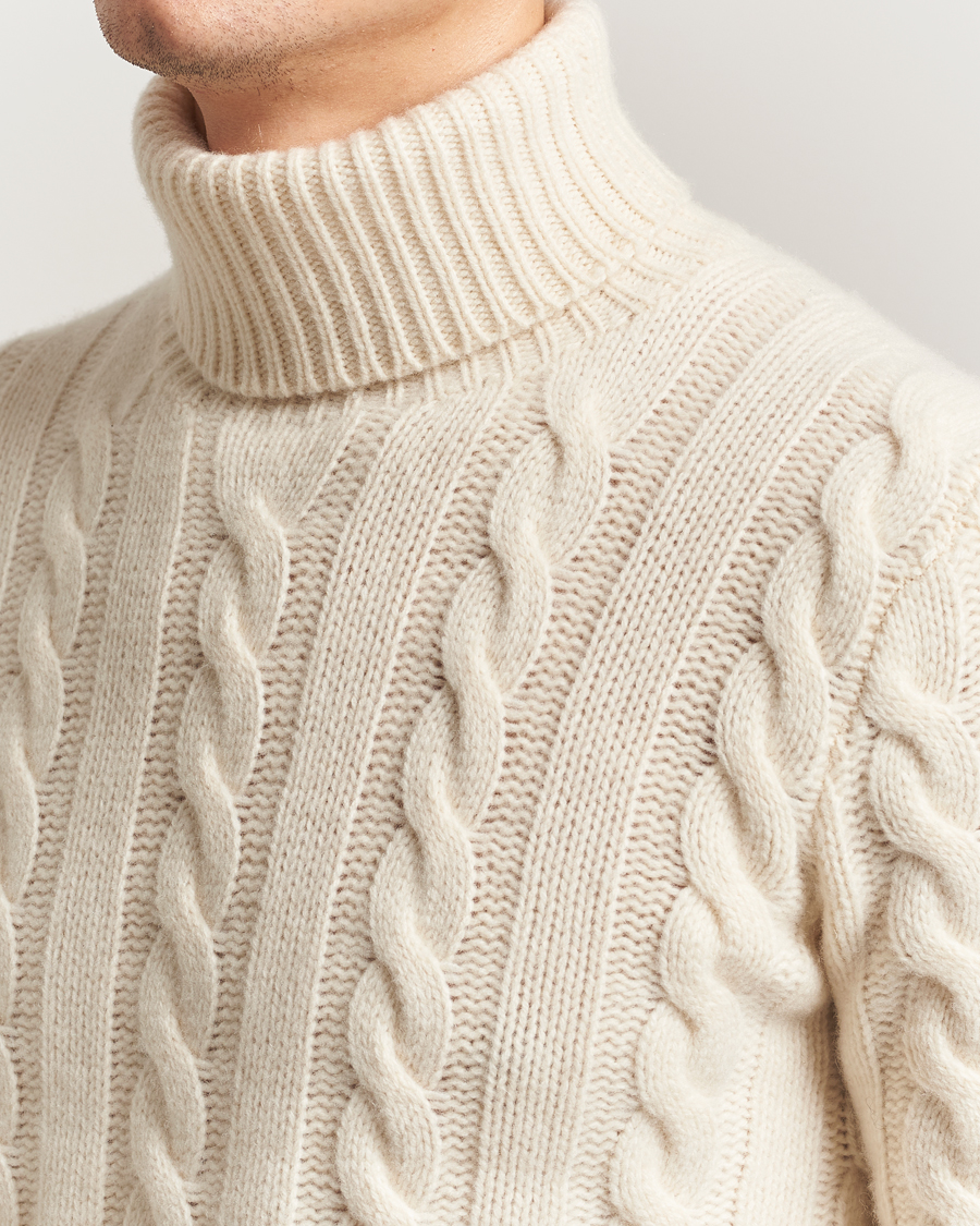 Herr | Tröjor | Polo Ralph Lauren | Wool/Cashmere Cable Rollneck Andover Cream