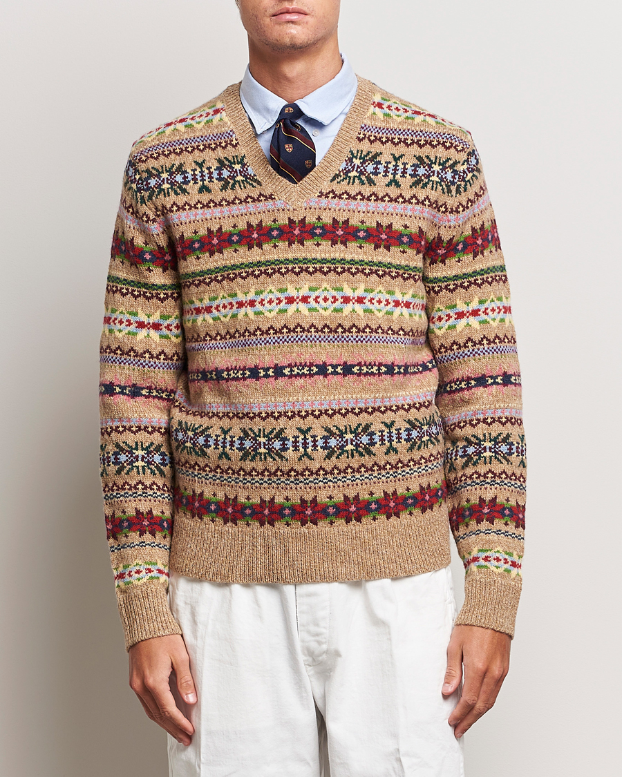 Herr | Tröjor | Polo Ralph Lauren | Wool Knitted Fairisle Sweater Camel Combo