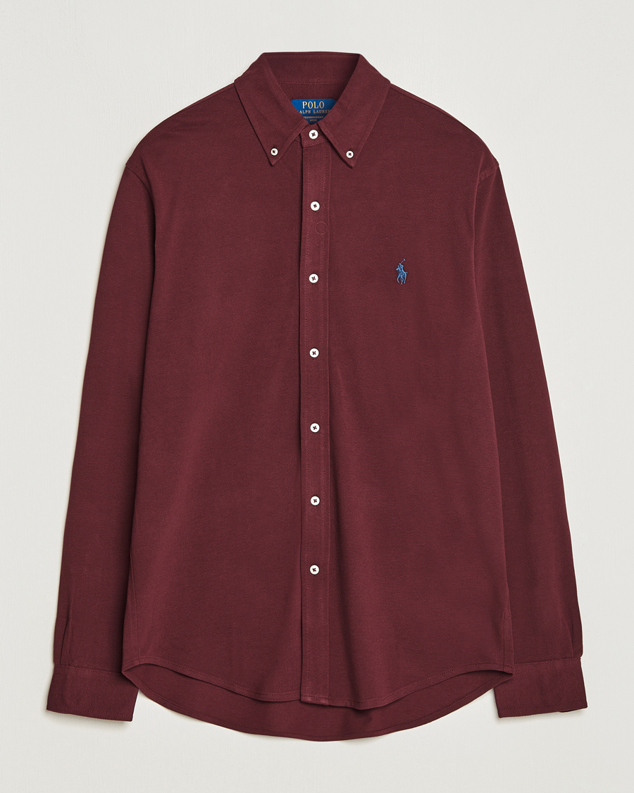Herr | Skjortor | Polo Ralph Lauren | Slim Fit Featherweight Mesh Shirt Harvard Wine