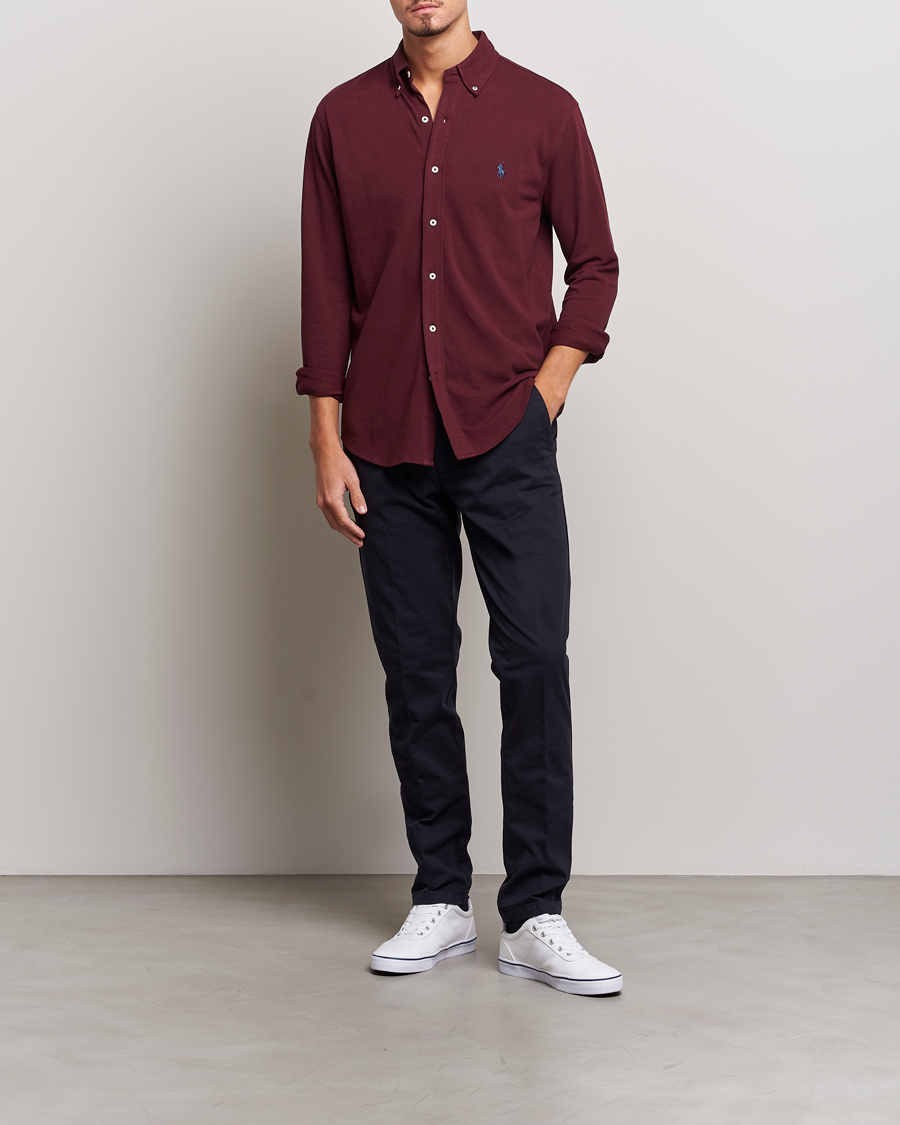 Herr | Skjortor | Polo Ralph Lauren | Slim Fit Featherweight Mesh Shirt Harvard Wine