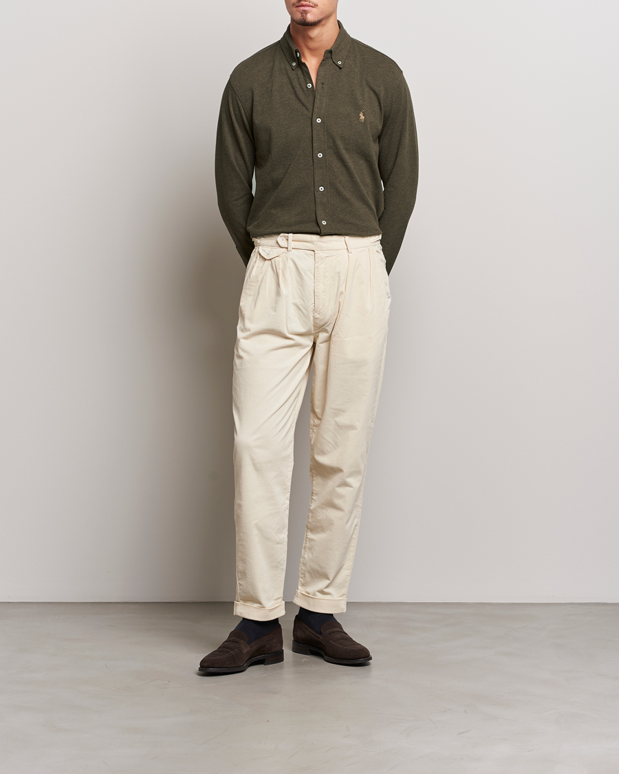 Herr | Skjortor | Polo Ralph Lauren | Featherweight Mesh Shirt Wilson Olive Heather